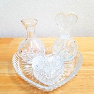 #10026 Rare  mCrystal 4pcs Heartshaped Vanity Set
